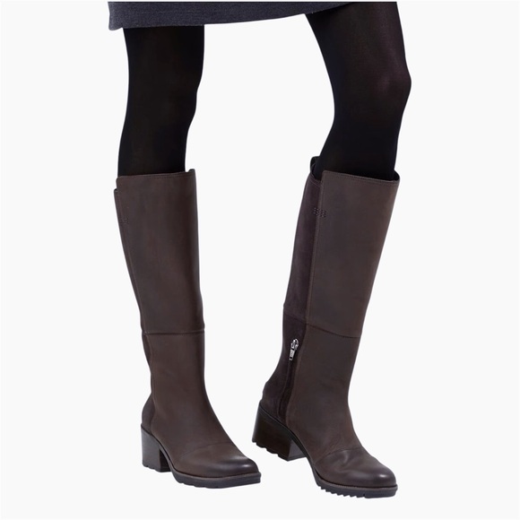 SOREL | Cate Tall Leather Block Heel Boots in Blackened Brown | 8.5 - Picture 2 of 14